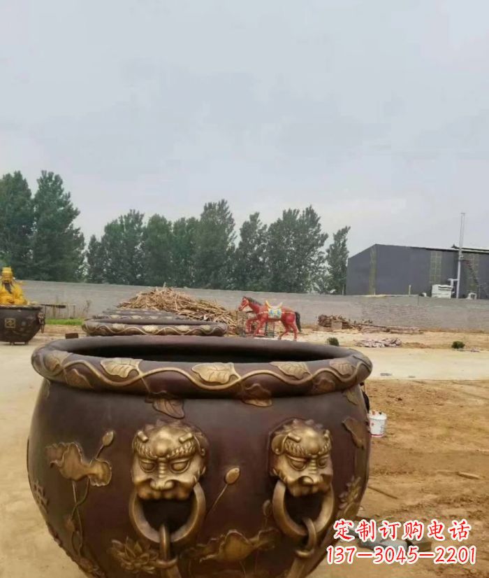 合肥寺庙水缸铜雕 (4)