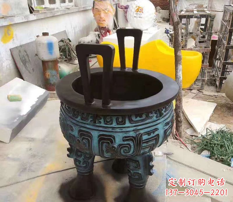 合肥寺庙圆型铜雕香炉