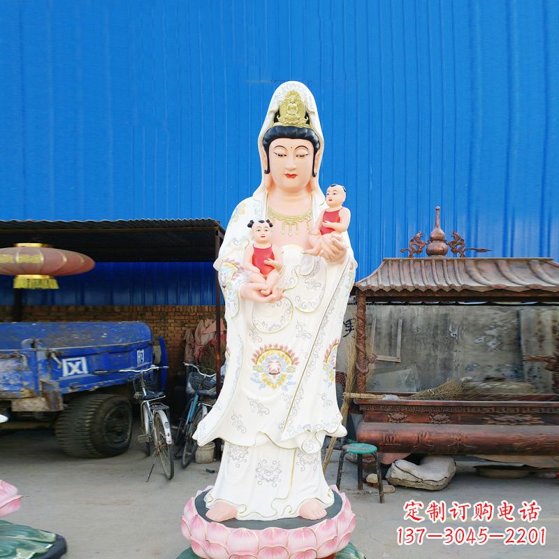 合肥送子观音彩绘玻璃钢雕塑