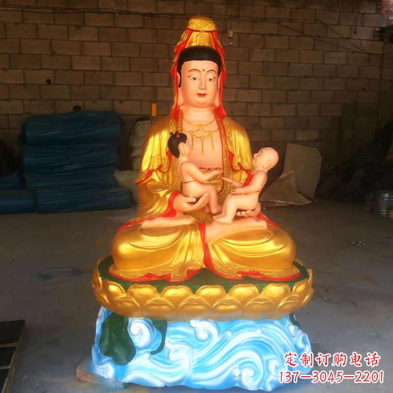 合肥送子观音彩绘漆金雕塑
