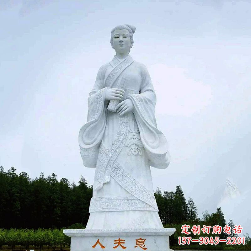 合肥桃花夫人息妫汉白玉雕塑-景区园林历史名人古代著名美女雕像