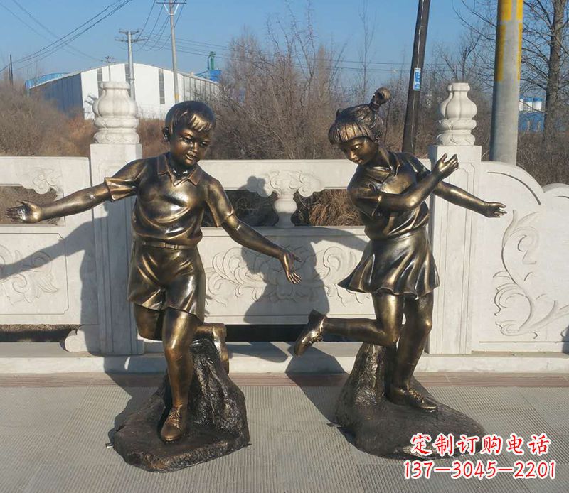 合肥踢毽子的儿童铜雕