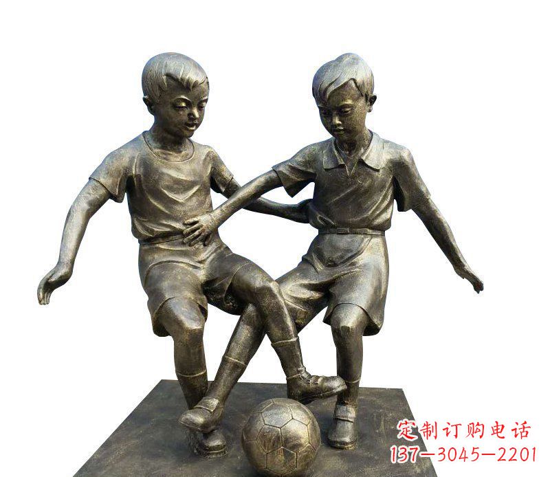 合肥踢足球的儿童铜雕 (2)