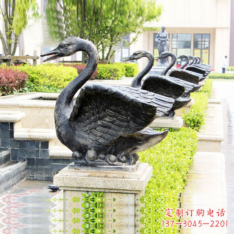 合肥天鹅铜雕喷水喷泉-纯铜铸造公园水渠水景动物雕塑