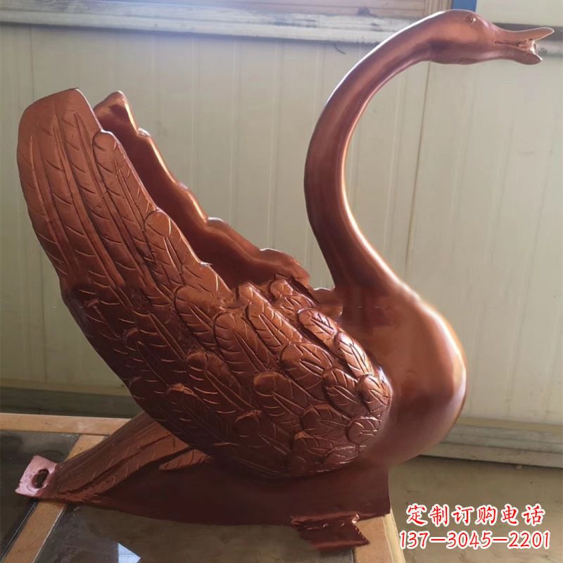 合肥天鹅铜雕塑,喷泉吐水天鹅装饰摆件