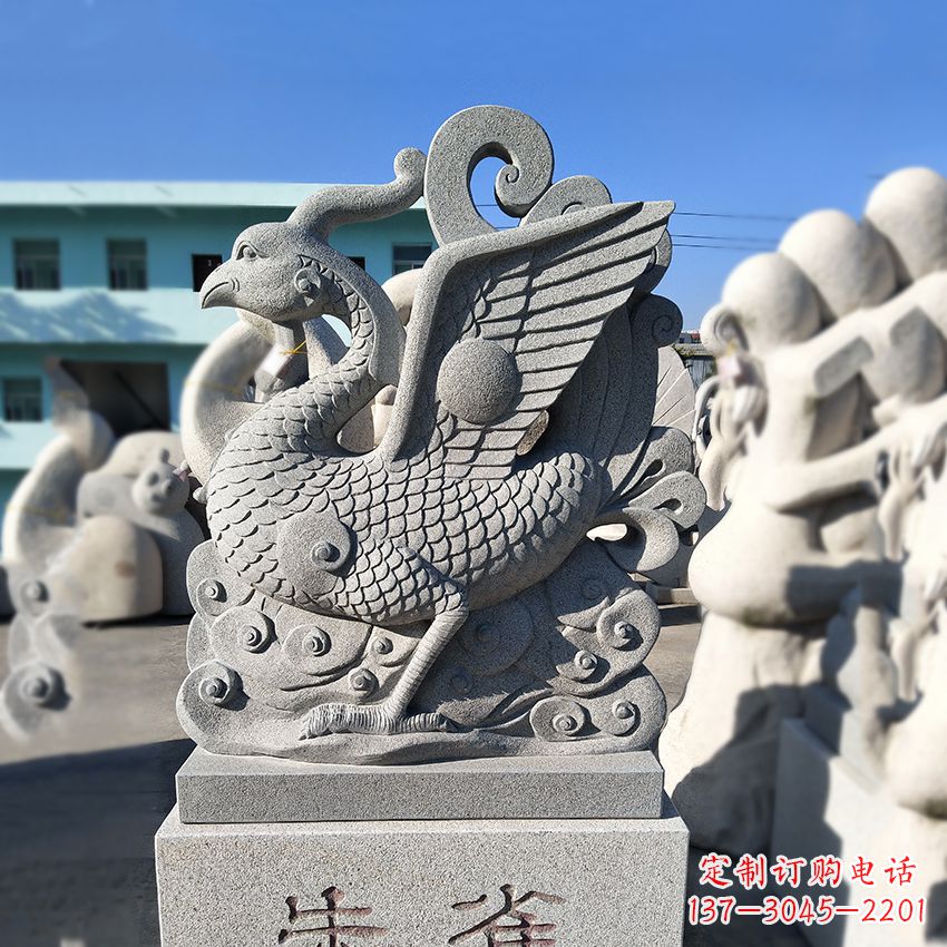 合肥天之四灵之朱雀神鸟砂岩石雕塑