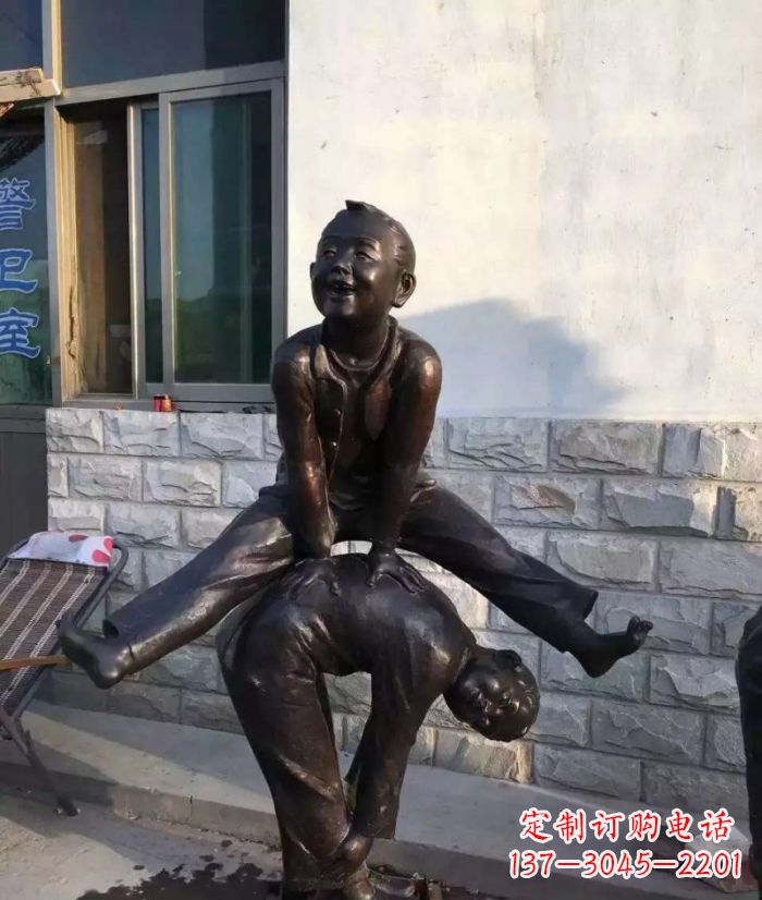 合肥跳马儿童铜雕 (2)