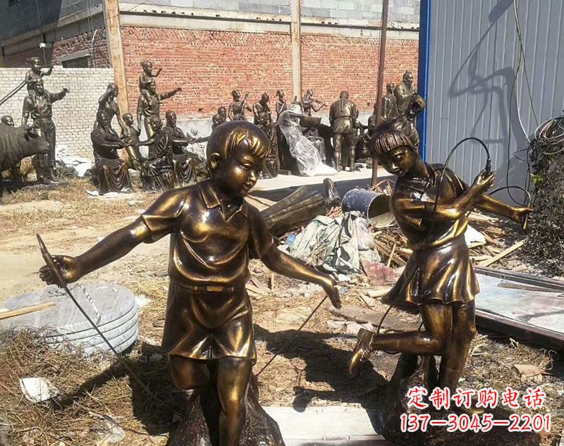 合肥跳绳的儿童铜雕