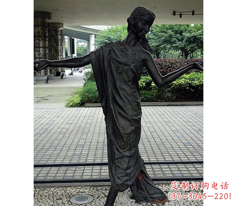 合肥跳舞的女孩街边景观铜雕
