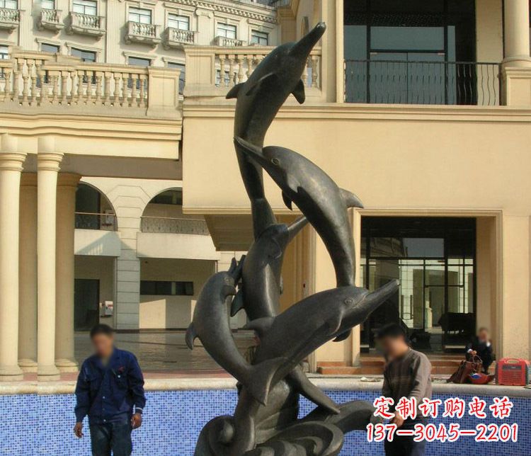 合肥跳跃海豚景观铜雕