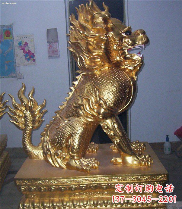 合肥贴金麒麟招财神兽铜雕