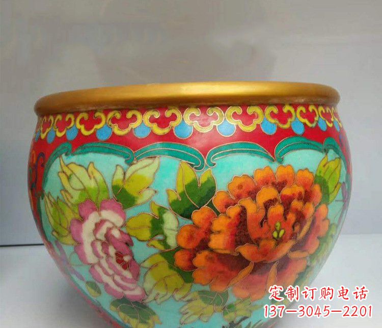 合肥铜雕彩绘庭院装饰景观水缸雕塑