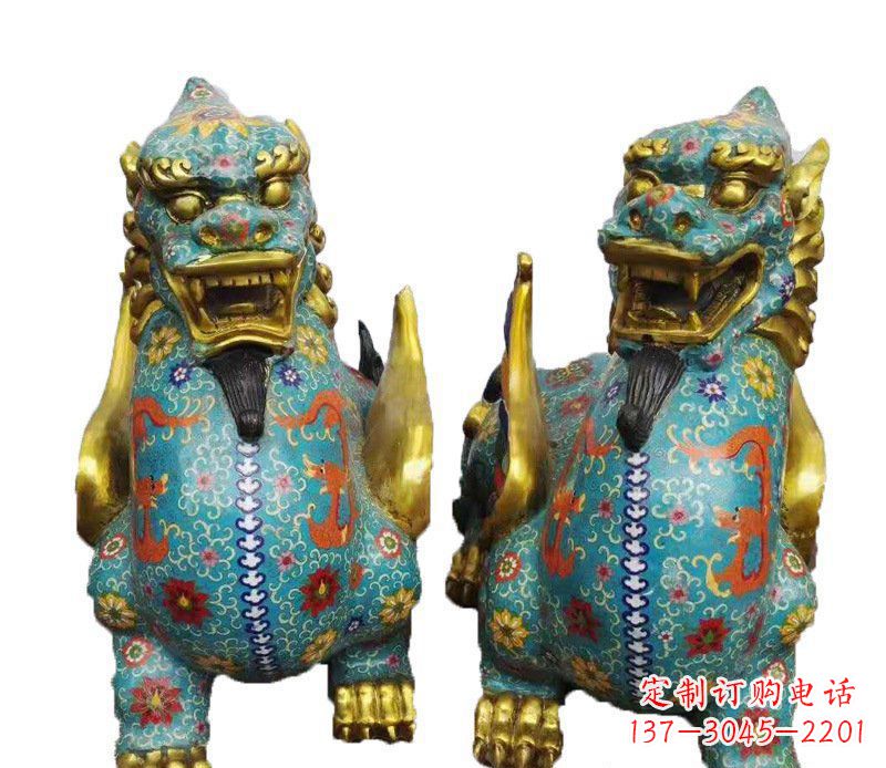 合肥铜雕彩绘镇宅麒麟雕塑摆件