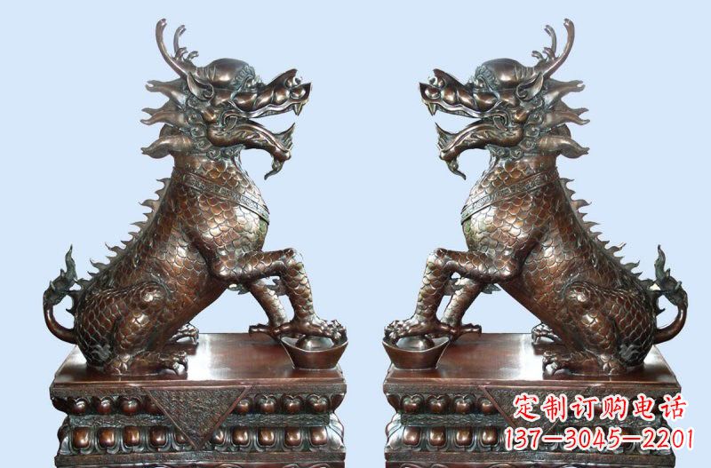 合肥铜雕踩元宝招财麒麟