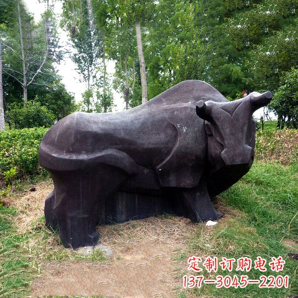 合肥铜雕抽象牛-公园草坪水牛雕塑