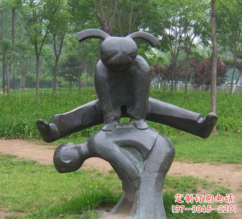 合肥铜雕抽象跳山羊儿童