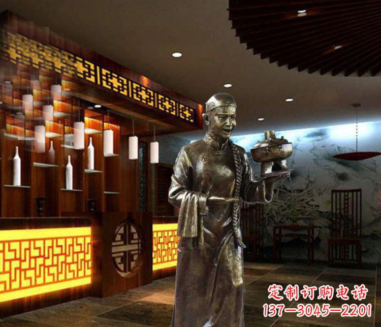 合肥铜雕店小二小品人物雕塑