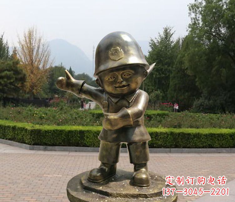 合肥铜雕儿童交通警察