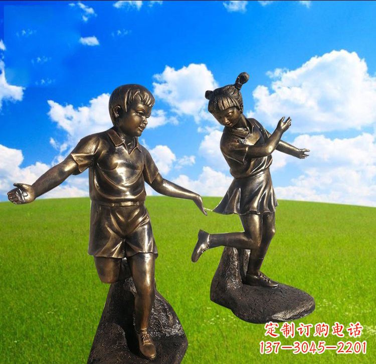 合肥铜雕儿童踢毽子