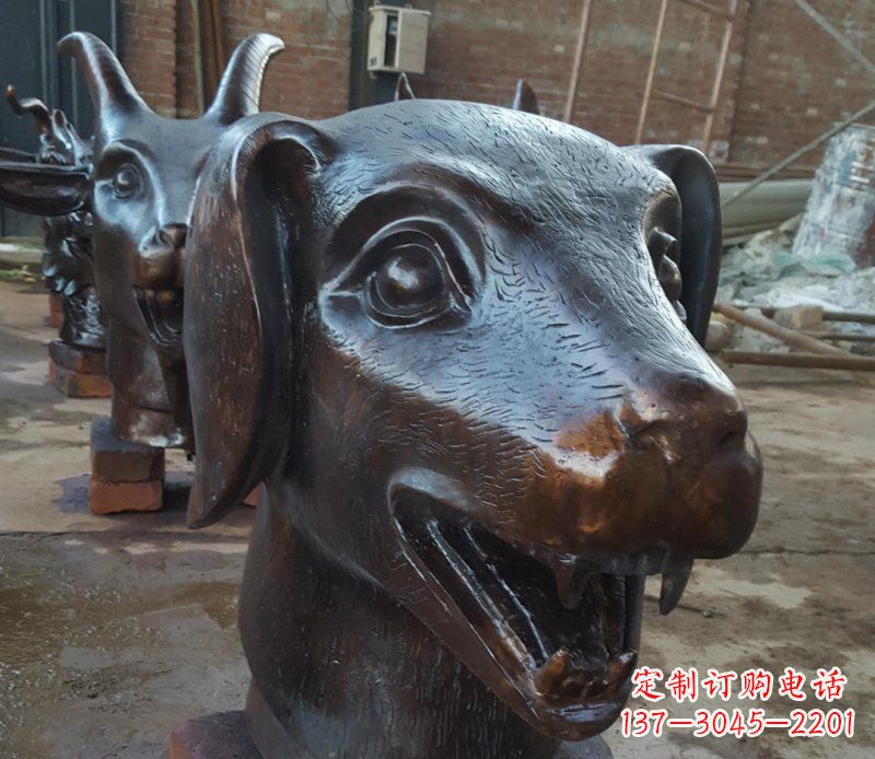 合肥铜雕广场生肖动物头像装饰摆件