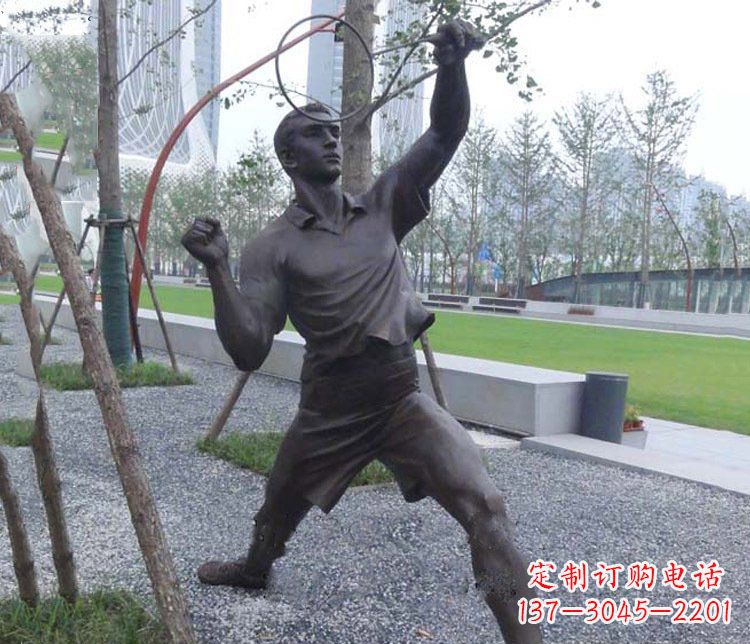 合肥铜雕户外公园打羽毛球运动人物摆件