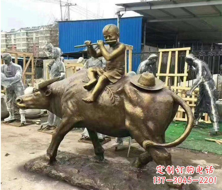 合肥铜雕户外牧童骑牛雕塑摆件