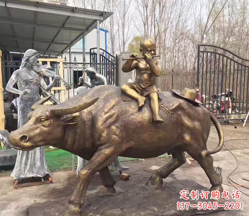 合肥铜雕户外牧童骑牛