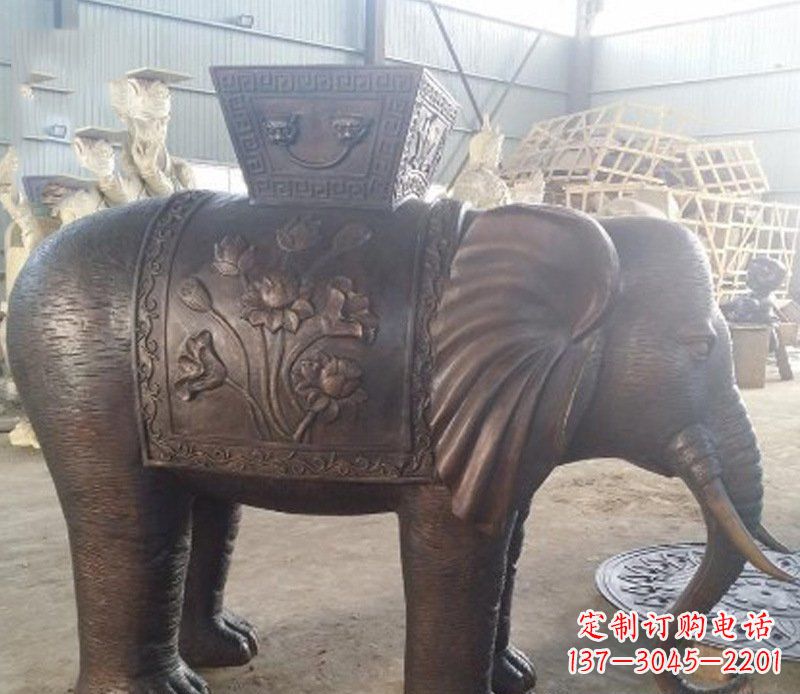 合肥铜雕吉祥大象园林动物摆件
