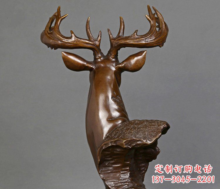 合肥铜雕吉祥招财鹿头雕塑摆件