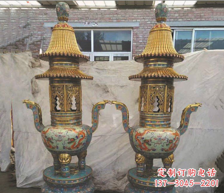 合肥铜雕景泰蓝香炉雕塑摆件