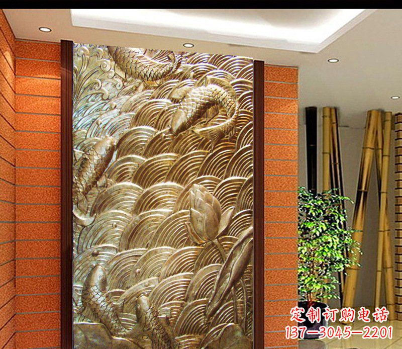 合肥铜雕酒店锻造鲤鱼壁画景观摆件