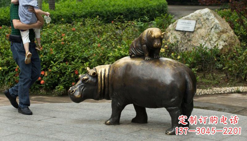 合肥铜雕母子河马
