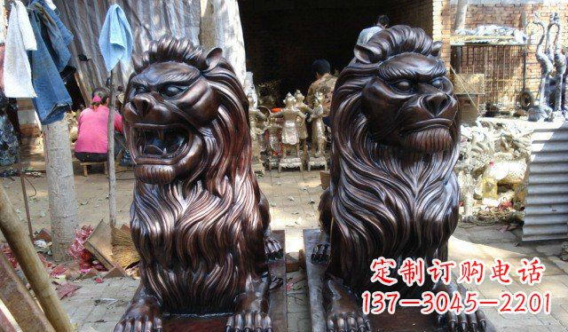 合肥铜雕狮子公司门口雕塑 (2)