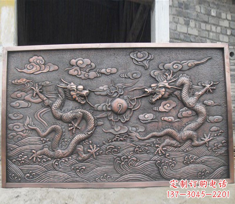 合肥铜雕双龙壁画景观摆件