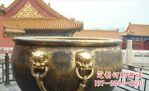 合肥铜雕水缸寺庙景观雕塑 (2)