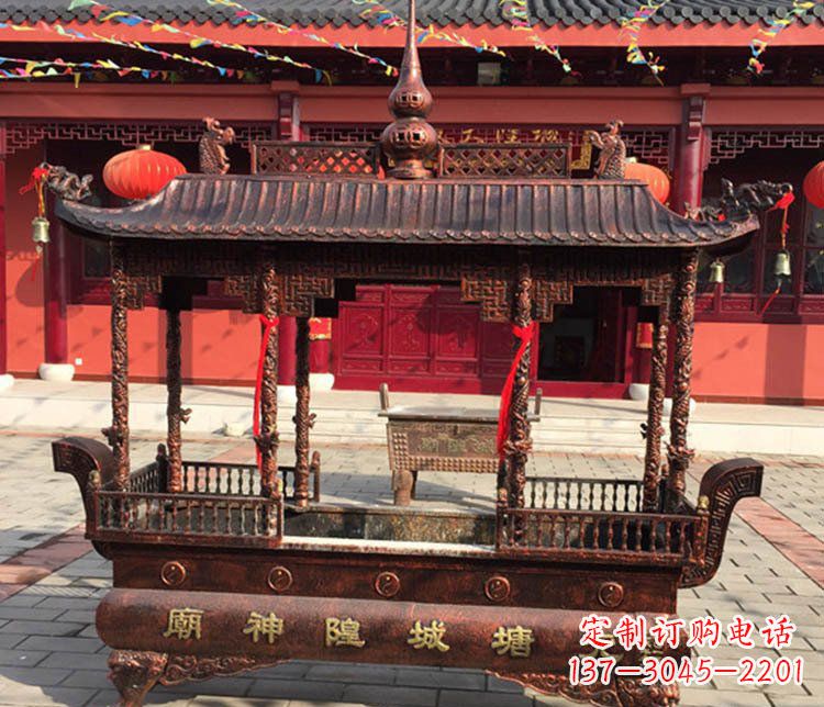合肥铜雕寺庙佛光普照香炉雕塑摆件