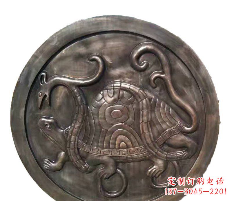 合肥铜雕乌龟与蛇壁画摆件