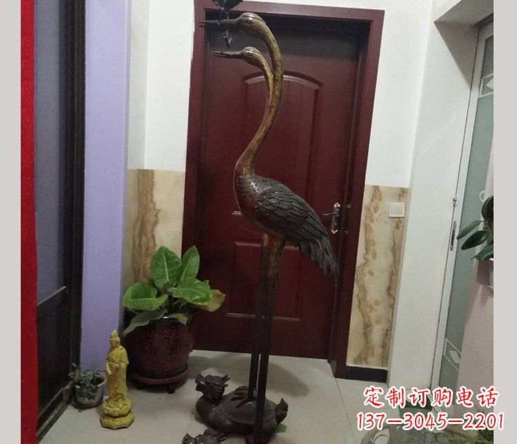 合肥铜雕仙鹤踩龟雕塑摆件 (2)