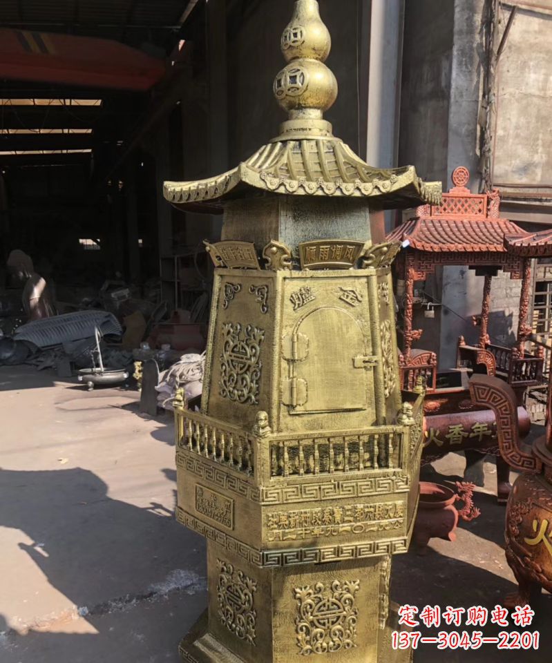 合肥铜雕香炉塔寺庙摆件