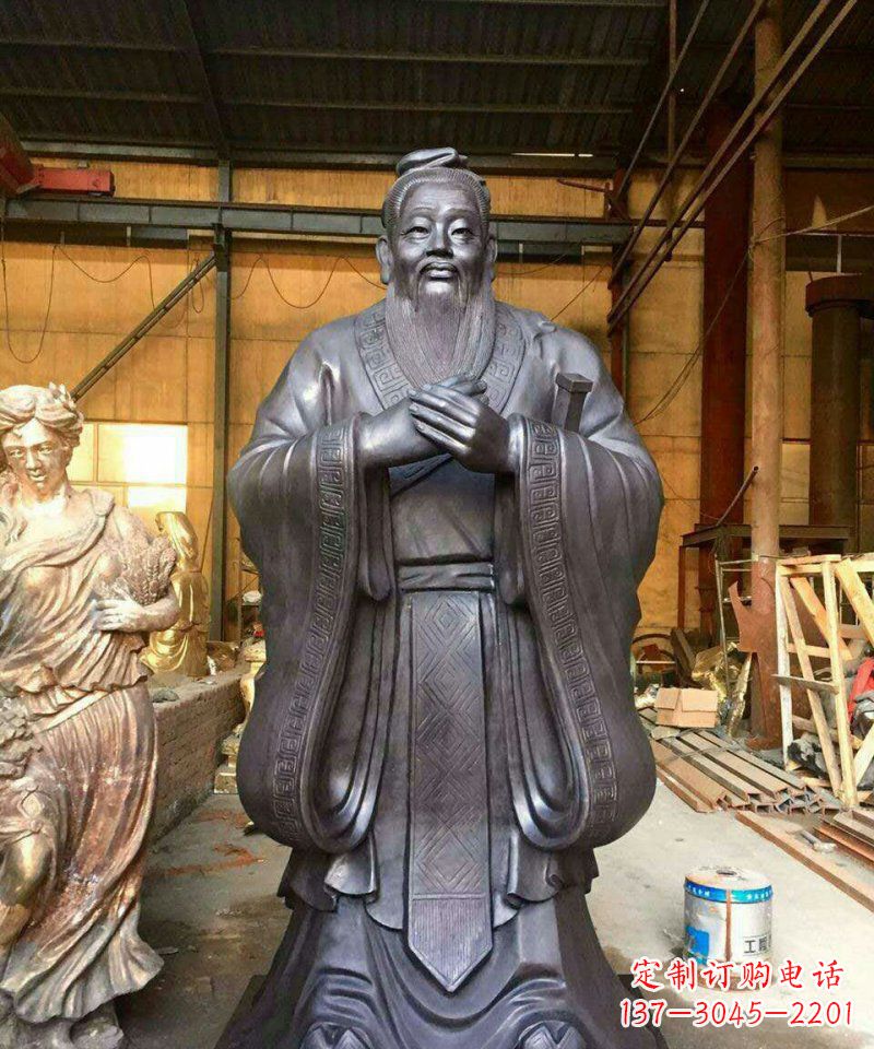 合肥铜雕校园孔子人像雕塑