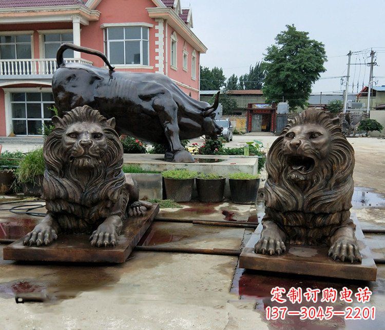 合肥铜雕银行门口狮子雕塑摆件