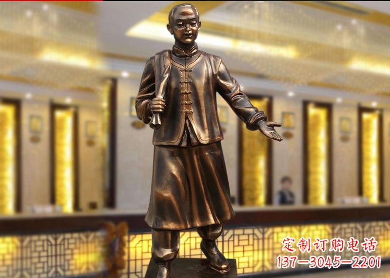 合肥铜雕迎宾人物店小二