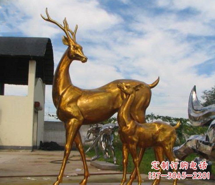 合肥铜雕园林动物母子鹿雕塑
