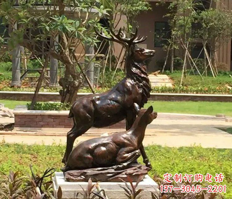 合肥铜雕园林梅花鹿雕塑摆件