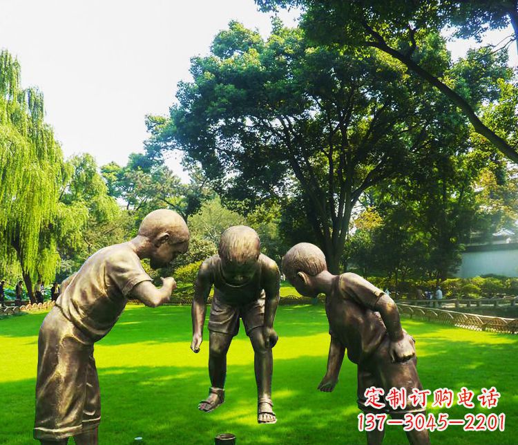 合肥铜雕园林玩陀螺儿童雕塑