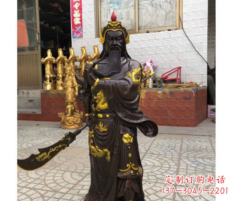 合肥铜雕镇宅关公寺庙神像雕塑摆件 (2)