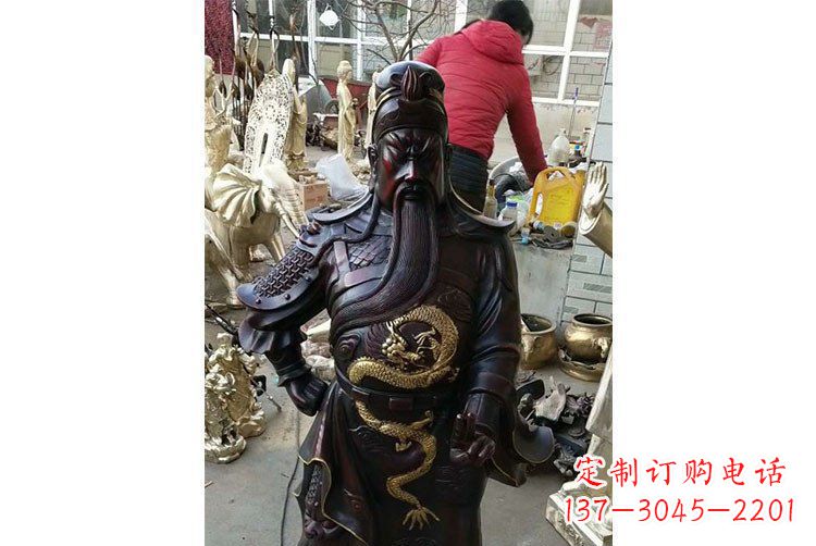 合肥铜雕镇宅关公寺庙神像雕塑摆件 (4)