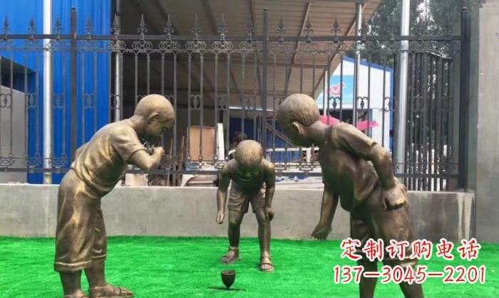 合肥玩陀螺儿童铜雕