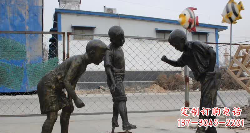合肥玩陀螺人物铜雕