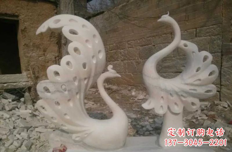 合肥晚霞红抽象石雕孔雀